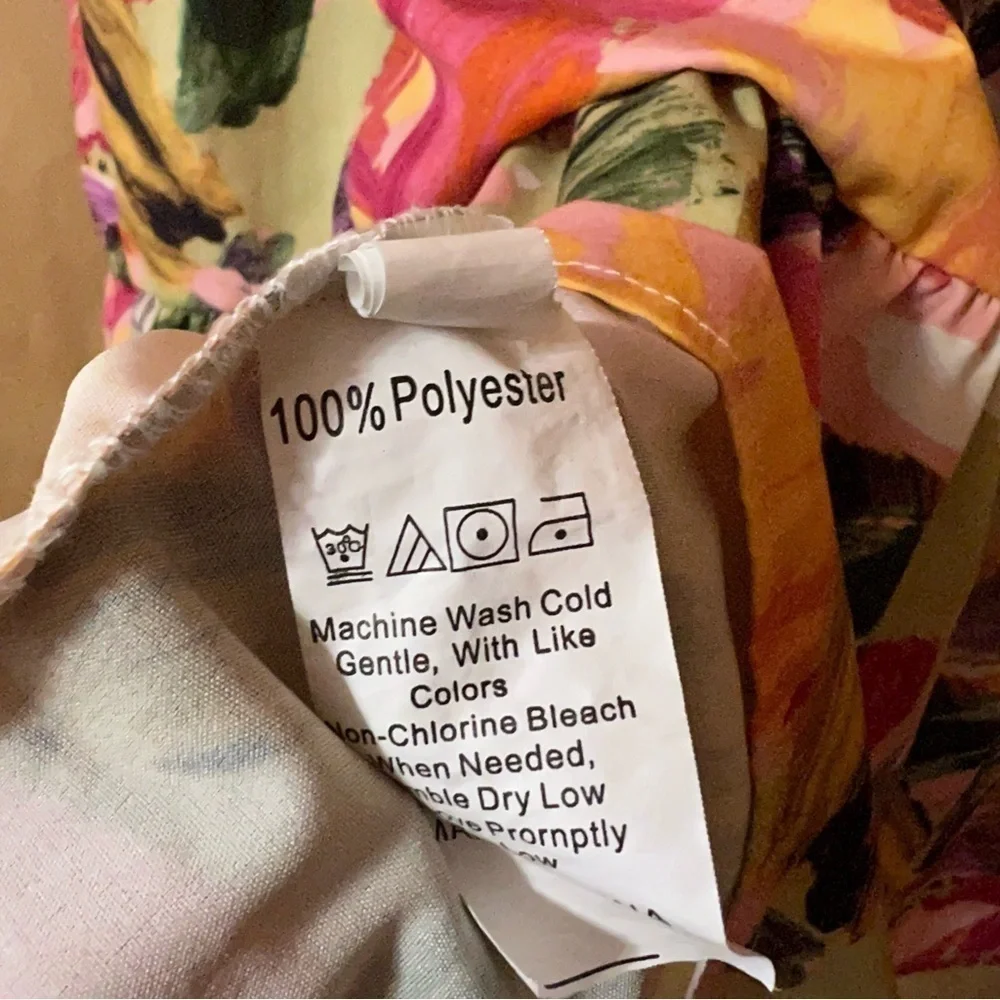 Abstract Watercolor Print Button Front Tiered Popover Mini Shirt Dress Size XS - Picture 13 of 13